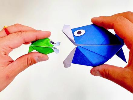 简单又好玩的大鱼吃小鱼手工和孩子一起来试试吧!#折纸 #手工 #亲子手工 #手工折纸 #折纸玩具 #儿童创意手工