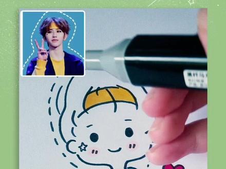 画一个Q版的蔡徐坤~#q版头像 #简笔画