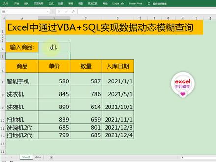 Excel中通过VBA+SQL实现数据动态模糊查询,简单高效! #excel技巧 #office办公技巧