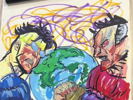 女友随便画几笔,让我改成一幅画 世界大战?你们知道她们是谁吗?你也试试吧#画画 #无敌少侠 #艺泽美术 #二次元 #丙烯马克笔