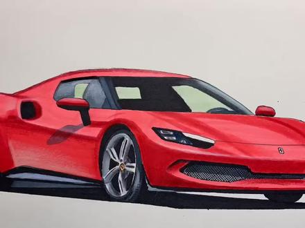 手绘法拉利跑车,你喜欢吗 #马克笔手绘 #法拉利sf90 #画法拉利