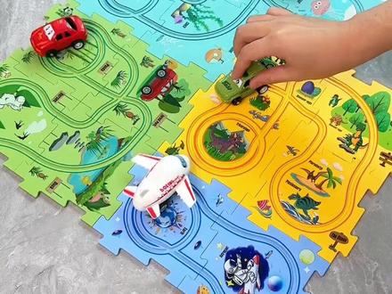 儿童益智DIY拼图小车玩具电动轨道小汽车拼装场景搭建男孩3-6岁 #益智玩具 #儿童玩具