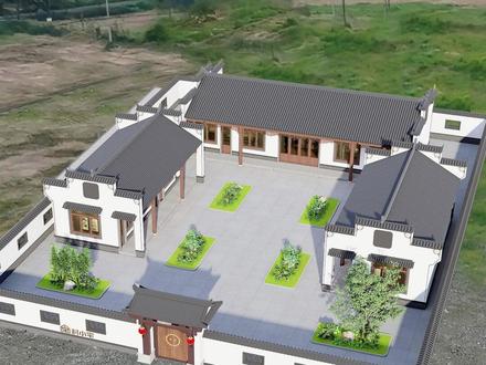 农村最漂亮的徽派三合院,村里建一栋,人人都羡慕#农村自建房设计 #别墅设计 #中式合院#中式庭院 #古建筑之美