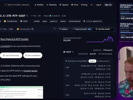 Qwen3 6 27B对决MTP版 RT 在RTX 3090上同台竞技 普通版Qwen3 6 27B对战MTP版本 通过熔岩灯 迷你水族箱等相同编程任务 实测对比两者的生成速度 创意与指令遵循能力