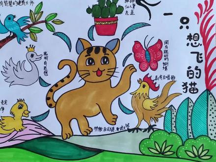少儿课外读物《一只想飞的猫》,思维导图!