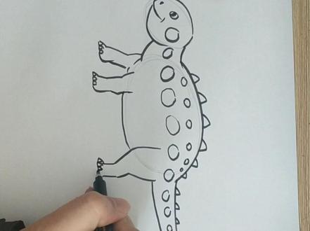 【简笔画恐龙】教你快速画一只甲龙#恐龙 #甲龙 #简笔画#儿童美术