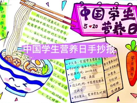 学生营养日手抄报 带文字内容的手抄报 内容和标题改一下也可以做成营养和健康手抄报#手抄报 #小学生手抄报 #手抄报模板 #手抄报作业