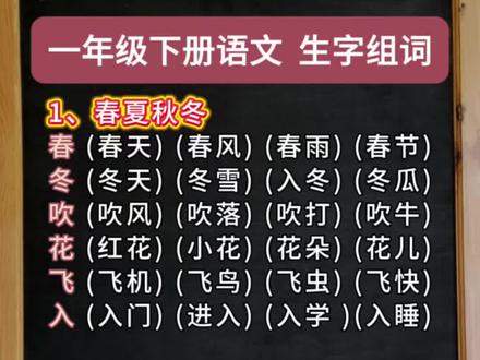 一年级下册语文生字组词#小学语文 #开学第一课 #每天跟我涨知识 #一年级数学 #一年级语文
