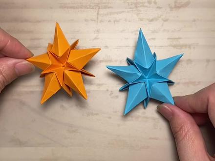 我会用一张正方形,折一只闪耀的立体五角星,你会吗?#手工 #折纸 #折纸教程 #五角星 #亲子互动