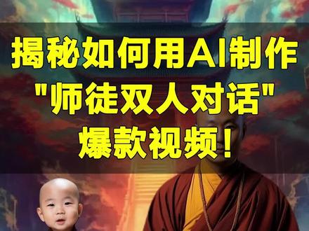 揭秘如何用AI制作"师徒双人对话"爆款视频!
#ai视频 #数字人 #罗刹海市 #一禅小和尚 #师徒日常