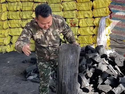 这种巨型果木炭是如何制作的 #木炭 #果木炭