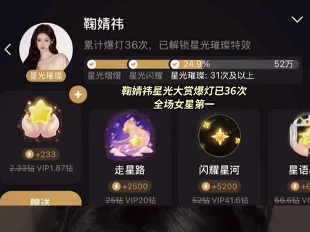 鞠婧祎星光大赏爆灯已36次全场女星第一#鞠婧祎