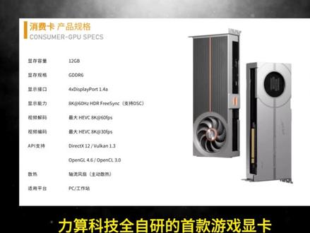 首款纯自研国产显卡定档5月20 #砺算科技 #国产显卡 #7G100 #显卡 #电脑知识