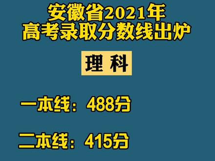 安徽省2021年高考录取分数线出炉。