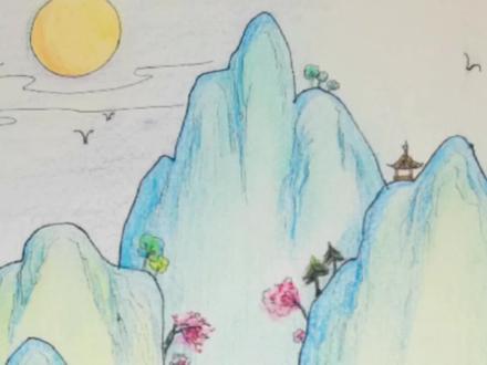 #创作灵感 #青绿 #风景 #简笔画 今天画一副风景~