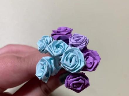 星星纸折迷你玫瑰花,太Q了,你也来试试吧#折纸 #玫瑰