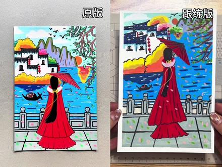 古风国潮创意画,不看到最后根本不知道我画的是什么 原创@千寻简笔画 #丙烯马克笔 #丙烯马克笔绘画 #绘画