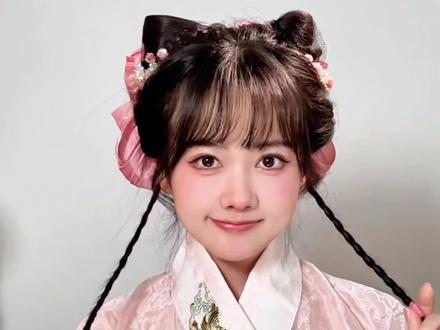 简单好学的汉服猫猫头发型教程来啦~超可爱!!!#汉服发型 #汉服发型教程 #猫猫头 #新年汉服发型 #汉服妆造