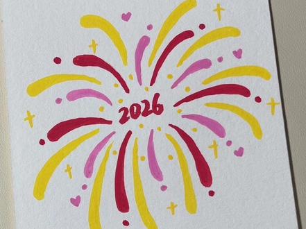 简单画烟花~#画个简笔画 #丙烯马克笔#新年