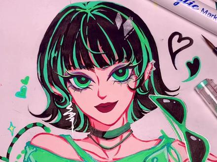 飞天小女警毛毛#丙烯马克笔#手绘 #飞天小女警#飞天小女警毛毛#这画是用了亿点点魔法吧