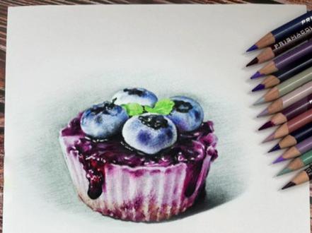 木华教你用辉柏嘉画蓝莓蛋糕(零基础版)#画画 #原创 #艺术 #一起学画画 #彩铅 #手绘 #画画教程 #彩铅教程
