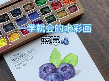 零基础水彩画教程,一学就会的水果蓝莓的画法,超详细教程哦~#水彩画 #水彩画教程 #水彩水果 #水彩 #抖音小助手 @抖音小助手