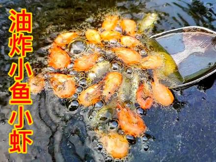 田里一网下去全是小鱼小虾,放石板上油炸一下,尝一口回味无穷 #石板烧 #虾 #鱼 #油焖大虾 #我要上热门
