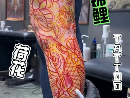 花腿外侧锦鲤#tattoo#重庆tattoo#绘画效果#锦鲤#老传统
