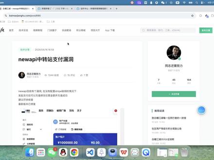 newapi中转站惊现支付漏洞 #白帽子黑客 #网络安全 #src漏洞挖掘