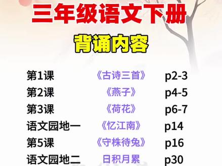 家有#三年级 娃的注意了!下册需要背诵内容更难更多了,可以准备这套背记清单+睡前默写,每天读一读记一记,练一练,打牢语文基础,孩子越学越轻松#背记清单 #睡前默写 #知识总结