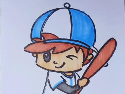 教你画简笔画棒球小子#简笔画 #儿童简笔画 #简笔画教程 #一学就会的简笔画 #棒球