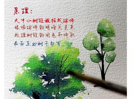 水彩风景中树的画法详解#画画 #水彩 #水彩教程 #水彩风景 #树的画法