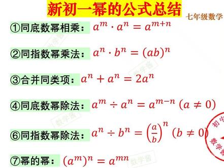 新初一幂的公式总结 #数学公式 #知识点总结 #七年级数学
