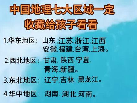 中国地理七大区域一定收藏给孩子看看!