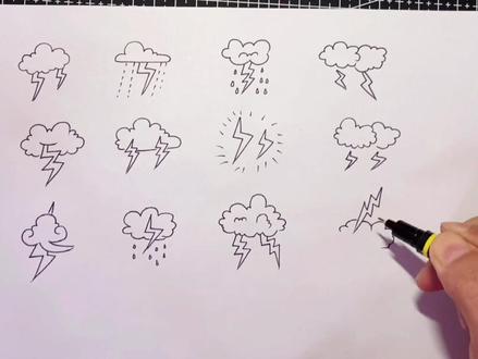 简笔画5000例视频版,雷雨画法合集,收藏备用,在家学习儿童画#简笔画 #儿童简笔画 #抖音小助手