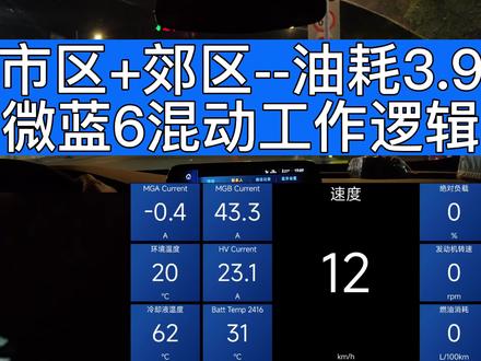 别克微蓝6phev频繁红绿灯混动模式解析和油耗 #别克 #油老虎 #混动 #市区油耗