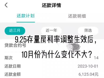 9月25号生效后,为什么10月变化不大?因为生效的只有6天。#房贷 #利率下调 #房贷利率下调 #lpr房贷 #房地产