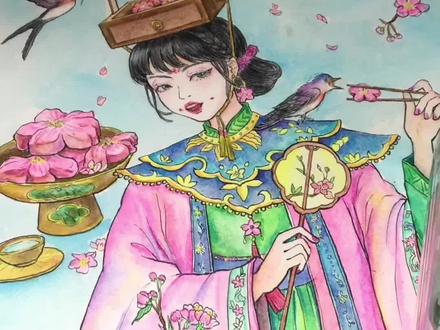 中国风甜品拟人水彩画#每日一画 #一起学画画 #古风手绘 #国风 #拟人