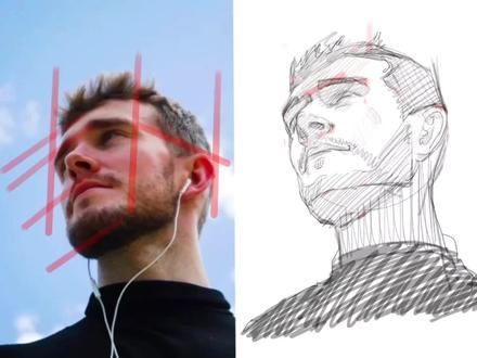 极限角度人物快速起稿,以不同的视角理解路米斯画法,尽可能详细了家人们,记得一键三连#画画 #美术生 #素描头像 #插画小技巧