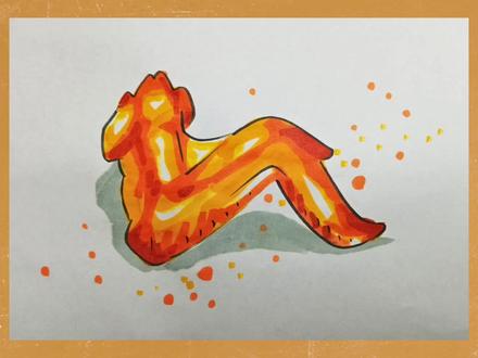 烤鸡翅绘画教程#画画 #简笔画 #绘画教程 #美食 #美术课