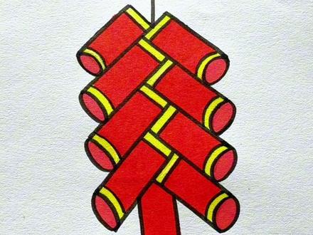 写四个“人”字画鞭炮,简单易学,一看就会。#简笔画 #画画