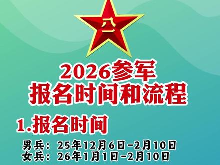 2026年参军报名时间和流程#参军 #入伍