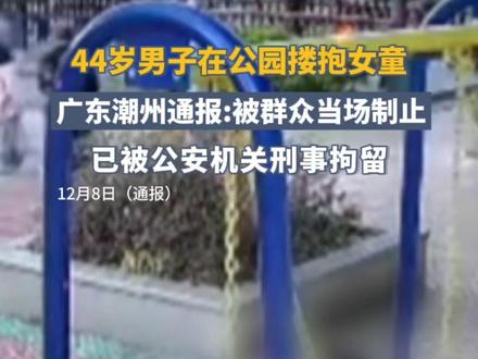 广东潮州通报:44岁男子在公园搂抱女童,被群众当场制止,已被刑拘