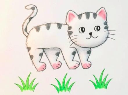 这样画猫咪,有手就会#简笔画 #一起学画画 #儿童简笔画 #创意美术 #小猫简笔画