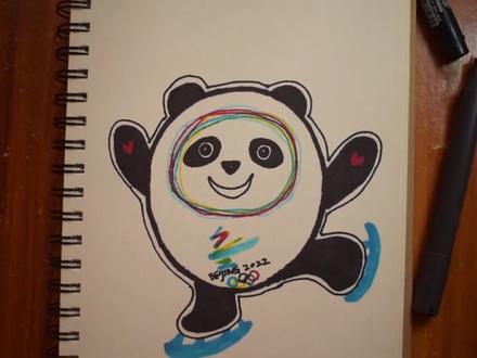 可爱的冰墩墩儿童画视频教程简单好学#冰墩墩儿童画 #可爱冰墩墩