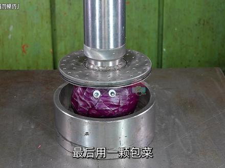 当液压机被搬进厨房:这现场太解压,实验小哥真豪气 #趣味实验 #高能液压机 #解压 #硬核操作 #奇趣 #测试