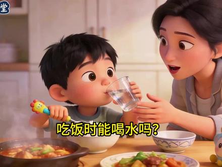 少儿百科《吃饭时能喝水吗?》 吃饭时能喝水吗?#科普 #亲子教育 #儿童科普动画 #十万个为什么 #启蒙教育