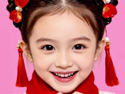 新年福娃丸子头扎法#新年就要红 #儿童编发 #萌娃新年发型这样扎 #丸子头