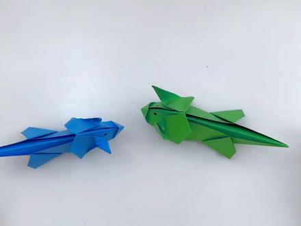 手把手教你折可爱三角龙,简单又有趣 #儿童手工 #手工折纸 #折纸教程 #抖音折纸