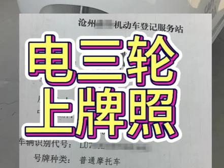 #盛昊电动车 #电三轮上牌 买了车之后先上保险 然后去验车线 验车 然后带着资料去车管所上牌 上线的费用是80 然后车管所拍照费是37块5 我把流程已经整明白了 有需要自己办牌照的 按这个流程办就可以